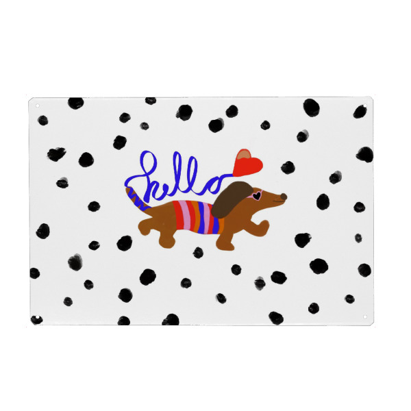 Holzbild "Hello Dackel" artboxONE - Tiere