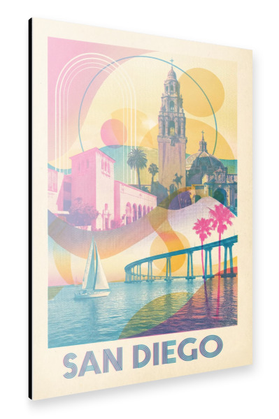 Alu-Dibond "San Diego Vintage Art Deco" 75x50 cm artboxONE