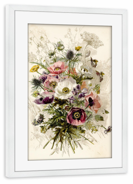 Poster mit Rahmen weiß "Vintage Botanik Blumen" artboxONE - Floral