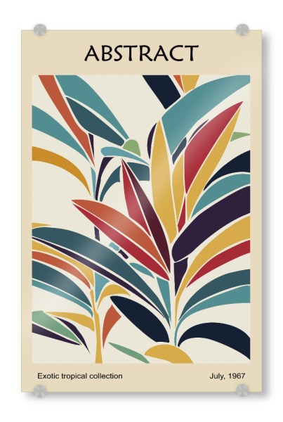 Acrylglasbild "Blumenmarkt Tropisch" artboxONE - Floral,Abstrakt - Abstrakt,Blätter,Tropisch,Muster,Bunt,Laub,Pflanze,Lebendig,Geometrisch