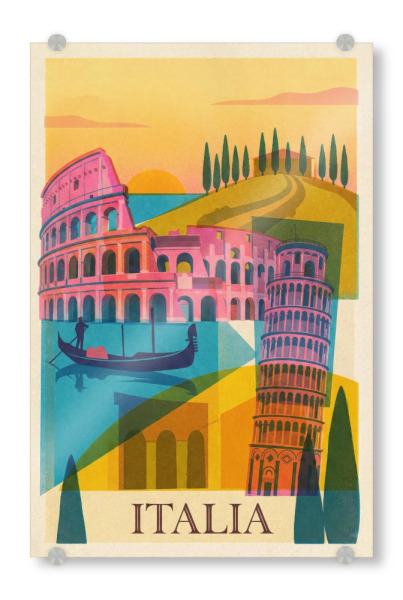Acrylglasbild "Italien Vintage Art Deco" artboxONE - Reise / Länder