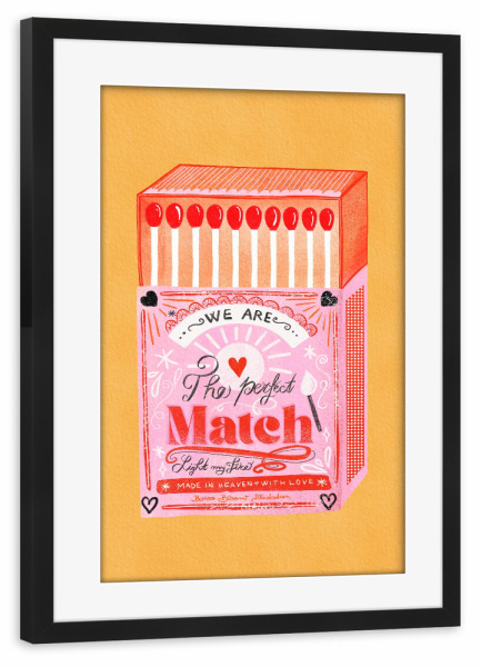Poster mit Rahmen schwarz "Baroo Bloom - Matches Orange" artboxONE - Typografie,Liebe