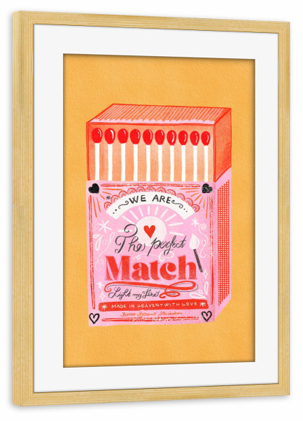 Poster mit Rahmen kiefer "Baroo Bloom - Matches Orange" artboxONE - Typografie,Liebe