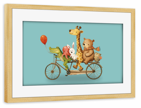Poster mit Rahmen kiefer "Wilder Ritt zusammen" artboxONE - Tiere,Fiktion,Lustig