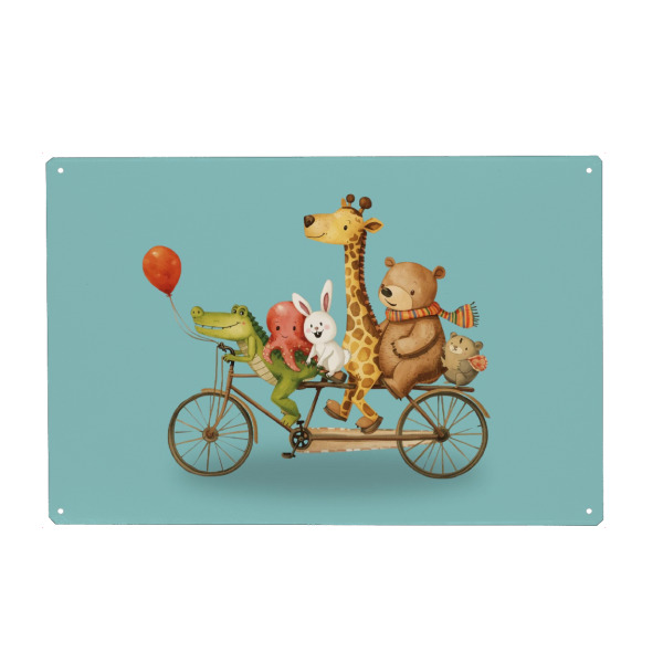 Holzbild "Wilder Ritt zusammen" artboxONE - Tiere,Fiktion,Lustig