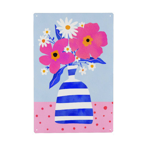 Holzbild "Baroo Bloom - Striped Flower Vase" artboxONE - Natur,Floral,Für Mama