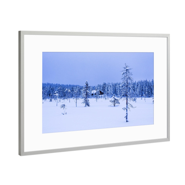 Poster mit Rahmen Silber "Winterwald in Finnland" artboxONE - Natur,Reise,Reise / Länder