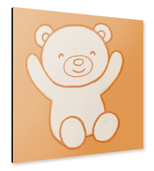 Alu-Dibond "Fröhlicher Teddybär Gelb" 30x30 cm artboxONE