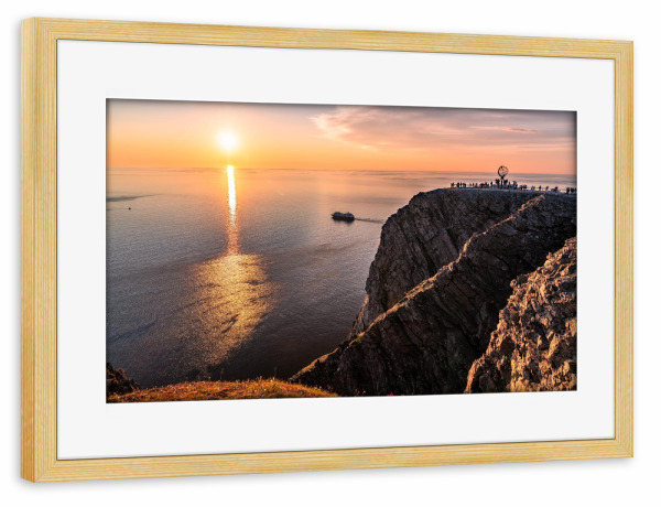 Poster mit Rahmen kiefer "Mitternachtssonne am Nordkapp" artboxONE - Natur,Reise,Reise / Länder