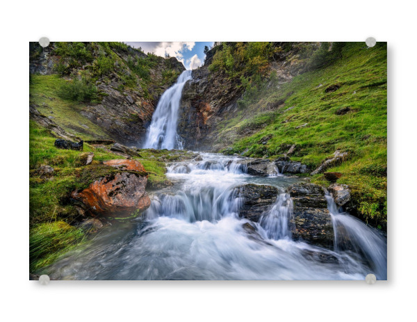 Acrylglasbild "Wasserfall in Norwegen" artboxONE - Natur,Reise / Länder - Rottenvikfossen,Wasserfall,Lyngen alpen,Landschaft,Natur,Norwegen,Finnmark