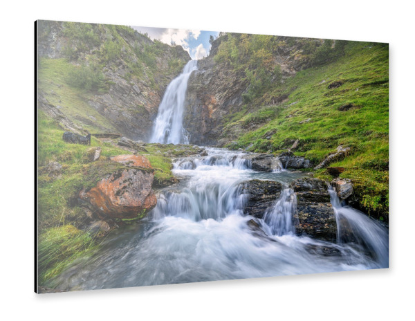 Alu-Dibond "Wasserfall in Norwegen" 30x20 cm artboxONE