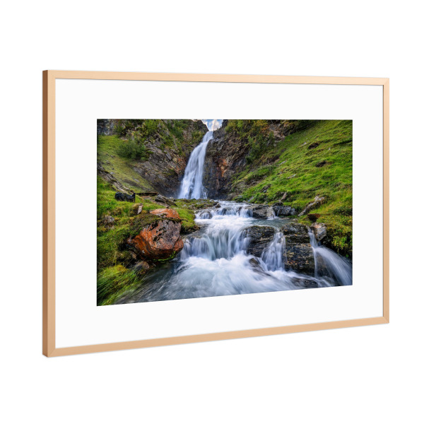 Poster mit Rahmen Kupfer "Wasserfall in Norwegen" artboxONE - Natur,Reise / Länder