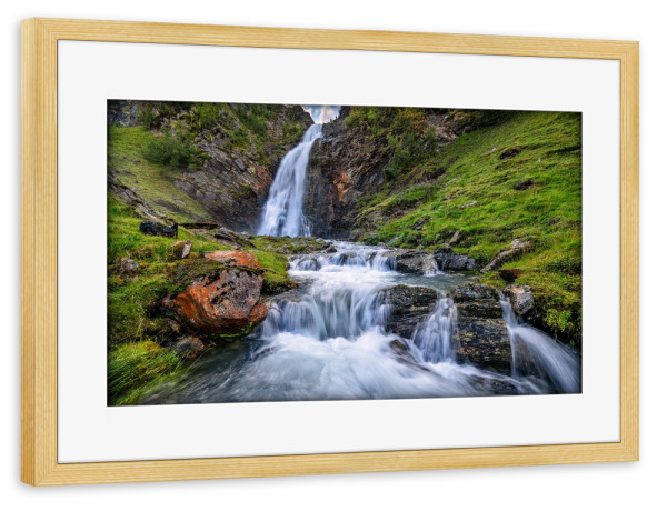 Poster mit Rahmen kiefer "Wasserfall in Norwegen" artboxONE - Natur,Reise / Länder