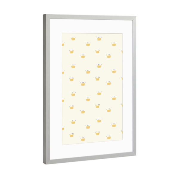 Poster mit Rahmen Silber "Kronen" artboxONE - Abstrakt - Crown,Krone,Prinz,Prinzessin,Märchen,Kids,Kinder,Sweet,Pastell,Beige,Gelb,Kinderzimmer