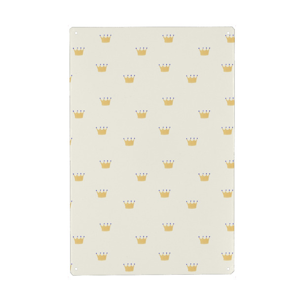 Metall Poster "Kronen" artboxONE - Abstrakt - Crown,Krone,Prinz,Prinzessin,Märchen,Kids,Kinder,Sweet,Pastell,Beige,Gelb,Kinderzimmer - Blechschild