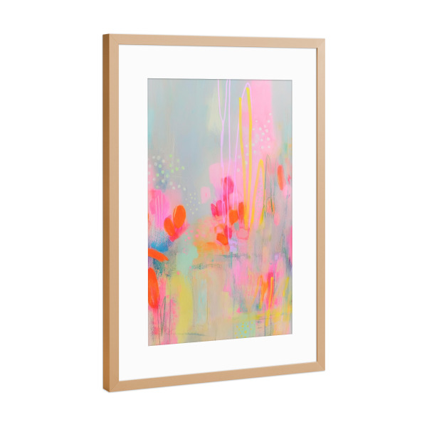 Poster mit Rahmen Kupfer "Fließende Neon Pünktchen" artboxONE - Für Kinder,Abstrakt,Streetart