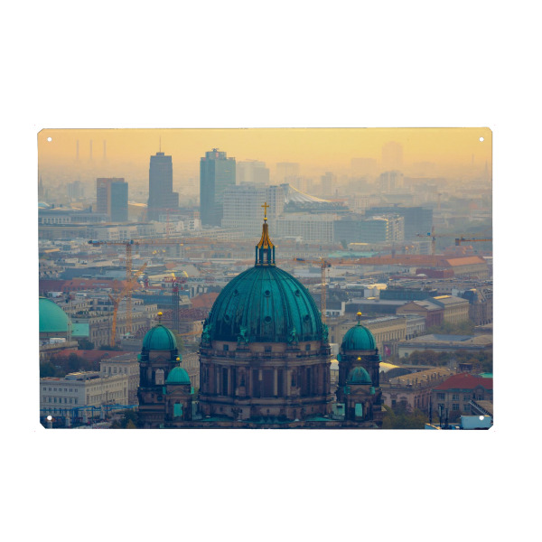 Holzbild "Sonnenuntergang über Berlin" artboxONE - Städte / Berlin - Berlin,Berliner dom,Potsdamer platz,Hauptstadt,Sonnenuntergang,Deutschland,Sommer