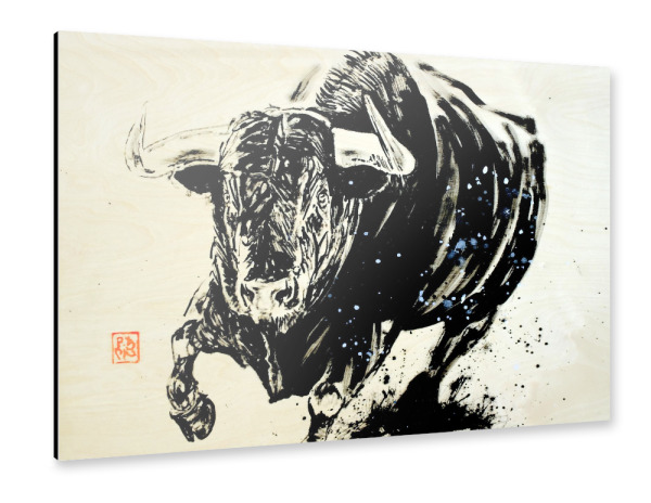 Alu-Dibond "Laufender Bulle" 30x20 cm artboxONE
