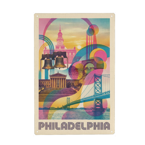 Holzbild "Philadelphia Vintage Art Deco" artboxONE - Städte / Weitere