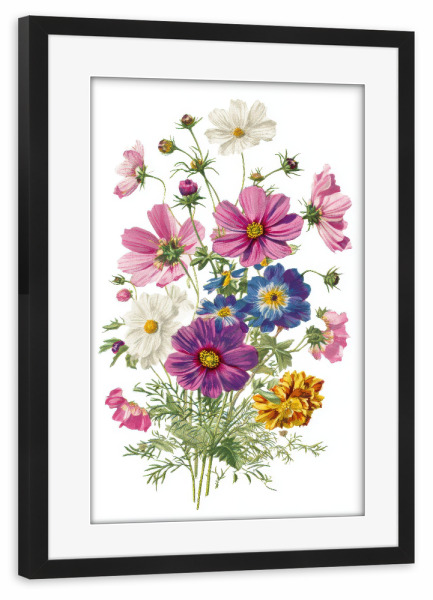 Poster mit Rahmen schwarz "Bunte Blumen Schmuckkörbchen" artboxONE - Floral