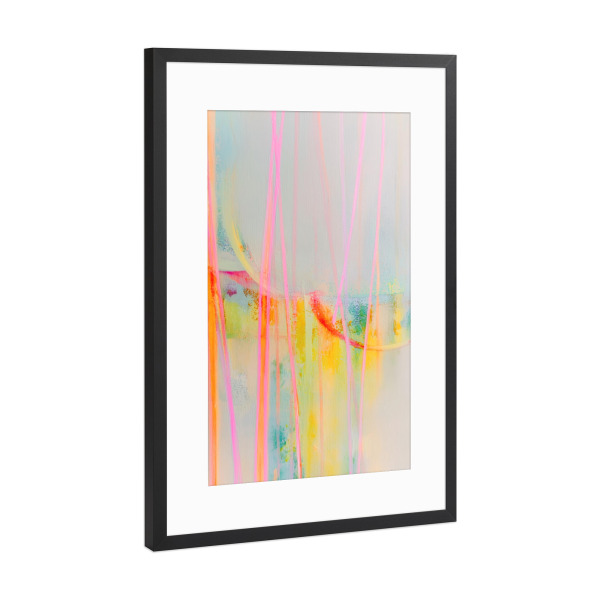 Poster mit Rahmen Schwarz (Metallic) "Vibrierende Neon Linien" artboxONE - Natur,Abstrakt,Streetart