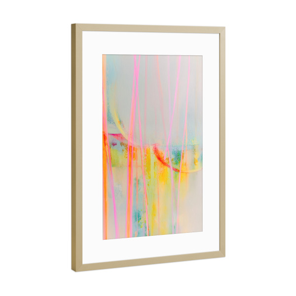 Poster mit Rahmen Gold "Vibrierende Neon Linien" artboxONE - Natur,Abstrakt,Streetart
