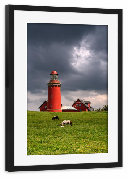 Poster mit Rahmen schwarz "Bovbjerg Fyr Dänemark" artboxONE - Natur,Reise,Architektur,Reise / Länder