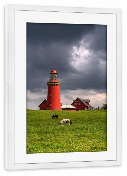 Poster mit Rahmen weiß "Bovbjerg Fyr Dänemark" artboxONE - Natur,Reise,Architektur,Reise / Länder