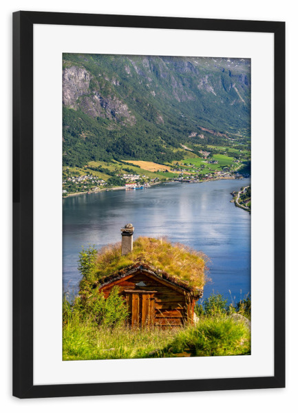 Poster mit Rahmen schwarz "Fjordblick in Norwegen" artboxONE - Natur,Reise,Architektur,Buchstaben / N