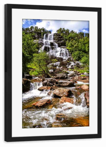 Poster mit Rahmen schwarz "Tvindefossen Norwegen" artboxONE - Natur,Reise,Reise / Länder,Buchstaben / W