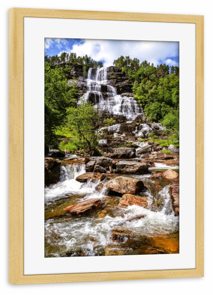 Poster mit Rahmen kiefer "Tvindefossen Norwegen" artboxONE - Natur,Reise,Reise / Länder,Buchstaben / W
