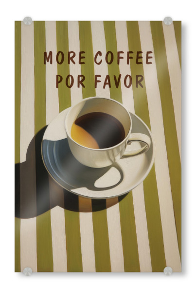 Acrylglasbild "Mehr Kaffee am Morgen" artboxONE - Typografie,Essen & Trinken,Geometrie