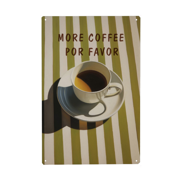 Metall Poster "Mehr Kaffee am Morgen" artboxONE - Typografie,Essen & Trinken,Geometrie