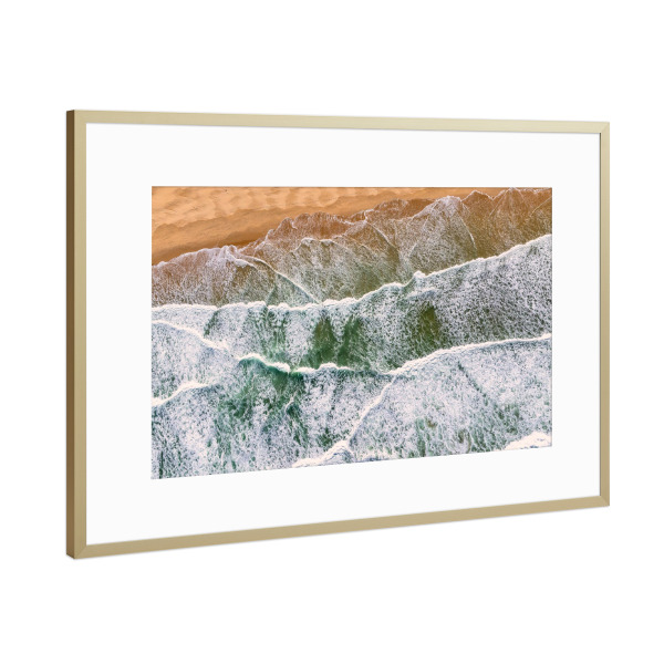 Poster mit Rahmen Gold "Sandstrand Atlantik" artboxONE - Natur,Reise,Reise / Länder