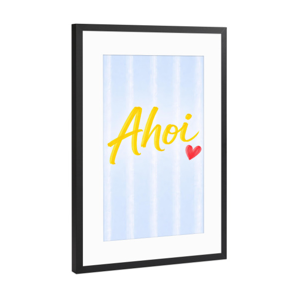 Poster mit Rahmen Schwarz (Metallic) "Ahoi x Skandinavisch" artboxONE - Typografie,Reise / Strand und Meer