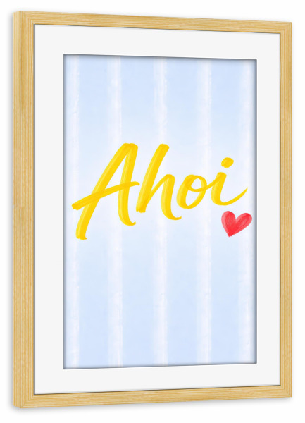 Poster mit Rahmen kiefer "Ahoi x Skandinavisch" artboxONE - Typografie,Reise / Strand und Meer