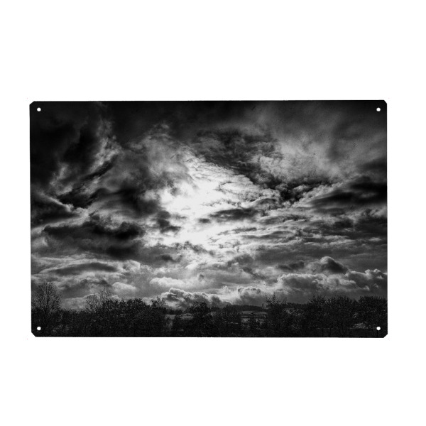 Metall Poster "Winterwolken" artboxONE - Natur,Schwarzweiß - Winter,Schnee,Sturm,Landschaft,Landschaftsfotografie,Schwarzweiß,Schneesturm