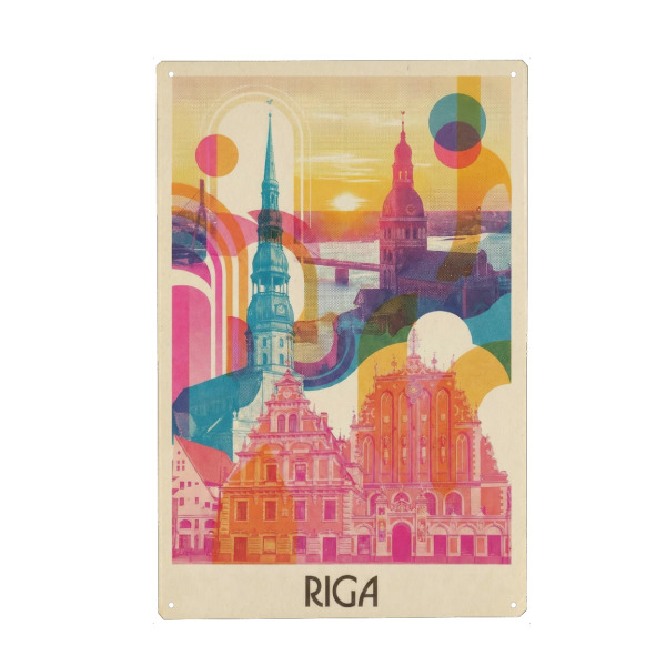Holzbild "Riga Vintage Art Deco" artboxONE - Städte / Weitere