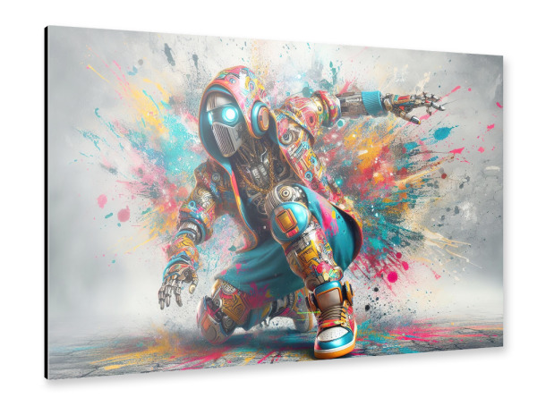 Alu-Dibond "Bunter Roboter-Straßenkünstler" 75x50 cm artboxONE