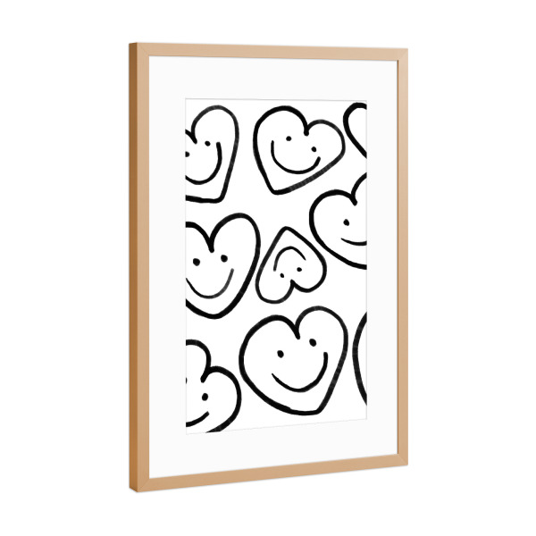 Poster mit Rahmen Kupfer "Flying Hearts" artboxONE - Abstrakt,Liebe - Flying hearts,Hearts,Heart,Blackandwhite,Herzen,Lustige herzen,Herz,Liebe,Love