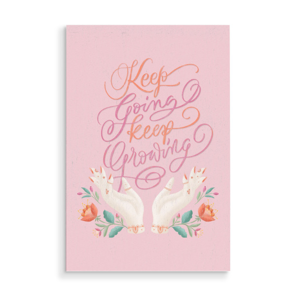 Holzbild "Keep Growing" artboxONE - Typografie,Floral,Lehrersprüche