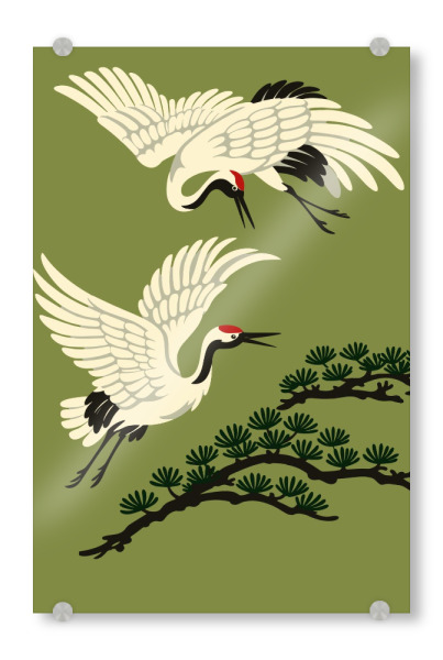 Acrylglasbild "Flight of the Red Crowned Cranes" artboxONE - Natur,Tiere,Reise / Asien