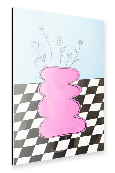 Alu-Dibond "Baroo Bloom - Checkerboard Vase" 30x20 cm artboxONE