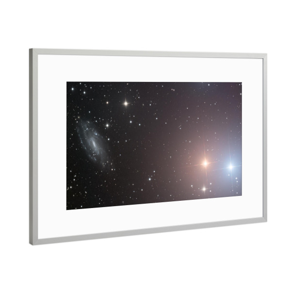 Poster mit Rahmen Silber "Balken Spiralgalaxie" artboxONE - Natur,Galaxy