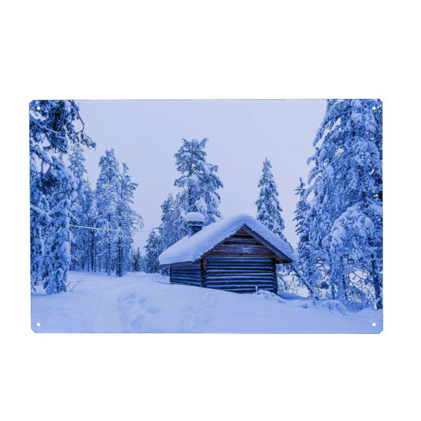 Metall Poster "Blockhütte und Wald" artboxONE - Natur,Reise,Architektur,Reise / Länder