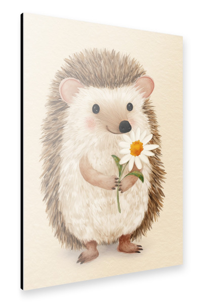 Alu-Dibond "Kleiner Igel mit Margerite" 30x20 cm artboxONE