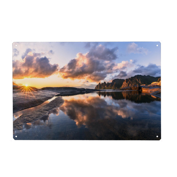 Holzbild "Sonnenuntergang Insel Senja" artboxONE - Natur,Reise,Reise / Länder,Buchstaben / S