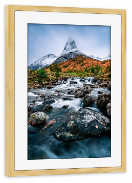 Poster mit Rahmen kiefer "Nationalberg Stetind Norwegen" artboxONE - Natur,Reise,Reise / Länder