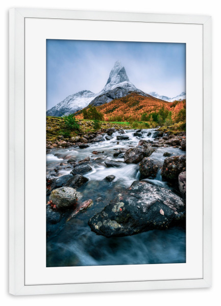Poster mit Rahmen weiß "Nationalberg Stetind Norwegen" artboxONE - Natur,Reise,Reise / Länder