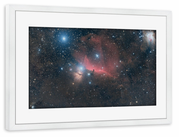 Poster mit Rahmen weiß "Flammen und Pferdekopfnebel" artboxONE - Natur,Galaxy